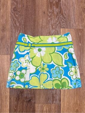Xhilaration Stretch Floral Print Mini Skirt in Blue & Green
